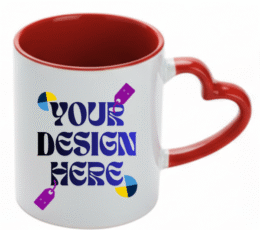 heart handle red mug