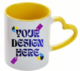 heart handle yellow mug