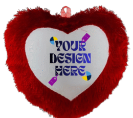 Your design here red heart shaped feather